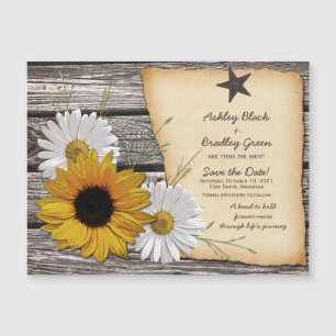 Rustic Solros Daisy Bröllop spara datum