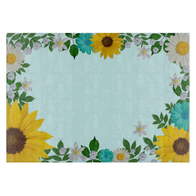 Rustic Solros Daisy Teal Blommigt (Framsidan)