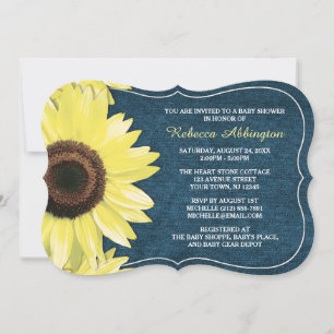 Rustic Solros Denim Baby Shower-inbjudningar Inbjudningar