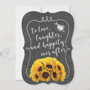 Rustic Solros Elegant Chalkboard Bröllop Inbjudningar