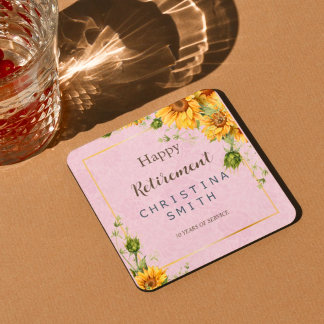 Rustic Solros Elegant Sommaren Pension Party Underlägg Papper Kvadrat