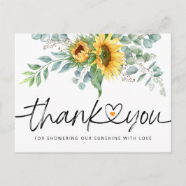 Rustic Solros Eucalyptus Baby Shower Tack Vykort