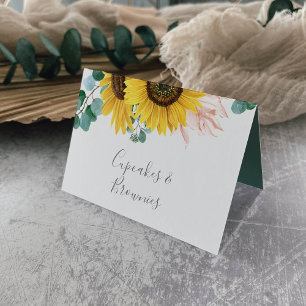 Rustic Solros Eucalyptus Buffet Food Labels Bordsnummer