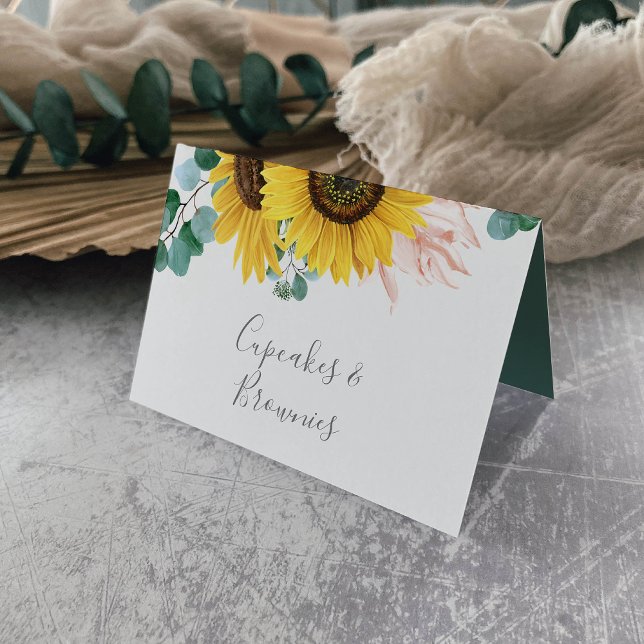 Rustic Solros Eucalyptus Buffet Food Labels Bordsnummer (Skapare uppladdad)