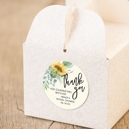 Rustic Solros Eucalyptus Greenery Tack Runt Klistermärke