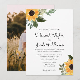 Rustic Solros Eucalyptus Photo Inbjudningar