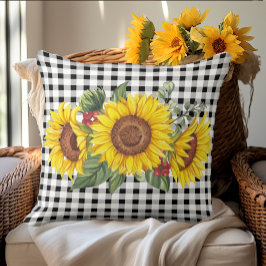 Rustic Solros Gingham Cushion Kudde