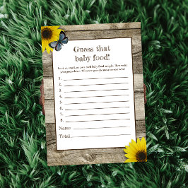Rustic Solros gissar att Baby Food Baby Shower Inbjudningar