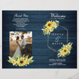 Rustic Solros Greenery Bröllopsprogram Booklet