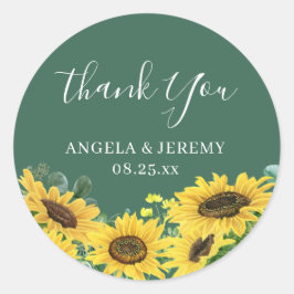 Rustic Solros Greenery Eucalyptus Tack Runt Klistermärke