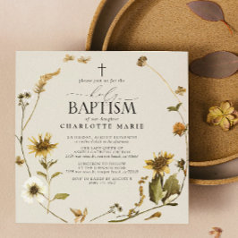 Rustic Solros Heliga Baptism Modern skript Kor Inbjudningar