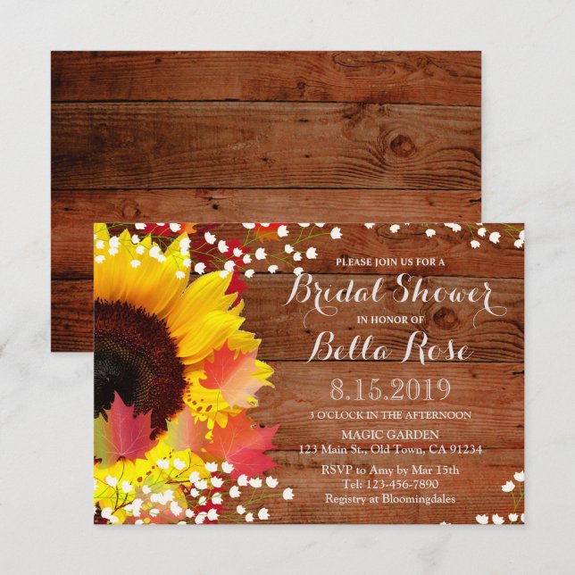 Rustic Solros Inbjudningskort för möhippan (Fram/baksida)