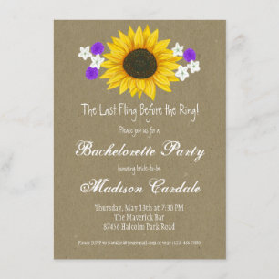 Rustic Solros Kraft Bachelorette Party Inbjudan