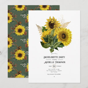 Rustic Solros Land Barn Bachelorette Party Inbjudningar