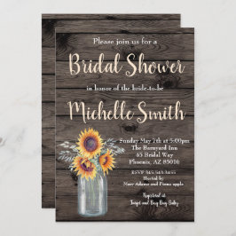 Rustic Solros Land Blommigt Wood Möhippa Inbjudningar