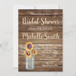 Rustic Solros Land Blommigt Wood Möhippa Inbjudningar