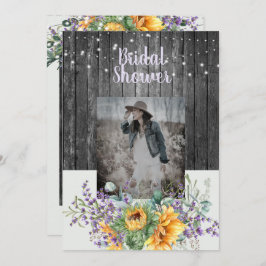 Rustic Solros Lavender Photo Möhippa Inbjudningar