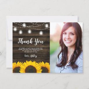 Rustic Solros Mason Burk Ljus Sweet 16 Photo Tack Kort