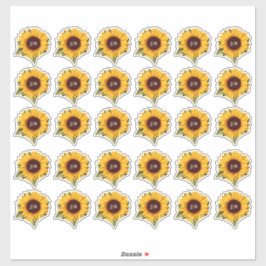 Rustic Solros Monogram kuvert Förseglingsförseglin Klistermärken