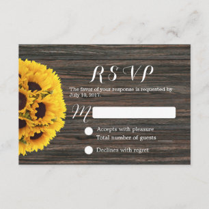 Rustic Solros Mörk Wood Background Bröllop OSA Kort