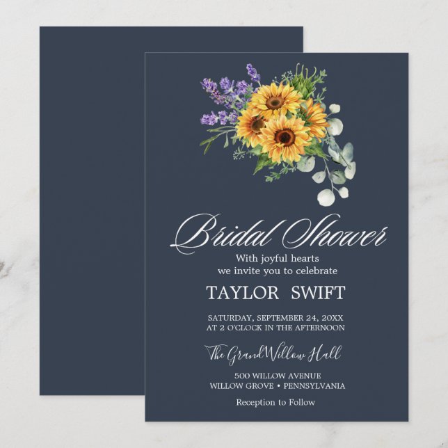 Rustic Solros och eukalyptus | Möhippa Inbjudningar (Fram/baksida)