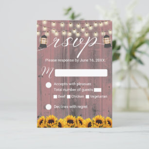 Rustic Solros och Lantern Rosa Barn Bröllop OSA Kort