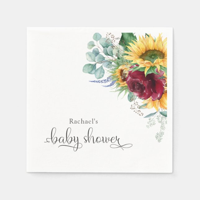 Rustic Solros och Ro Baby Shower Pappersservett (Framsidan)