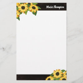 Rustic Solros och Wood med ditt namn Brevpapper