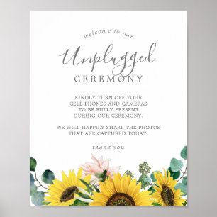 Rustic Solros Opluggat Ceremony Bröllop-tecken Poster