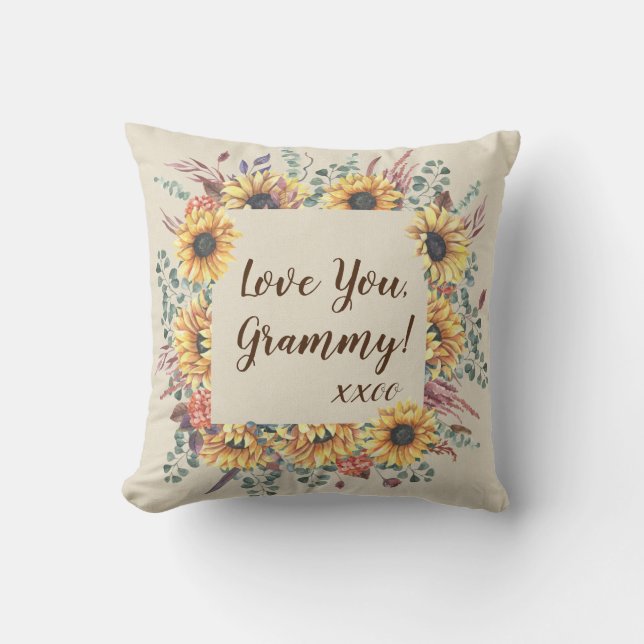 Rustic Solros Personlig Grammy Dekorativ kudde (Framsida)