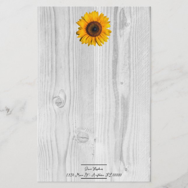 Rustic Solros Personlig Stationery Brevpapper (Framsida)