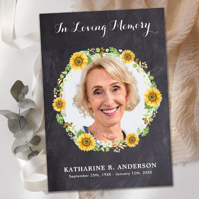 Rustic Solros Photo Memorial Funeral Sympathy Tack Kort (Skapare uppladdad)