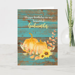 Rustic Solros Pumpkin Fall Birthday Godmor Kort