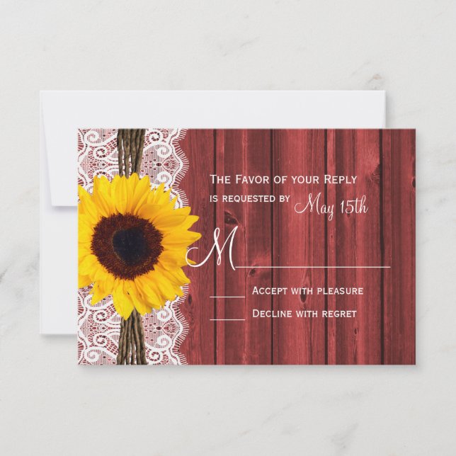 Rustic Solros Red Barn Wood-Bröllop OSA (Framsida)
