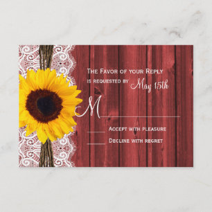 Rustic Solros Red Barn Wood-Bröllop OSA Kort