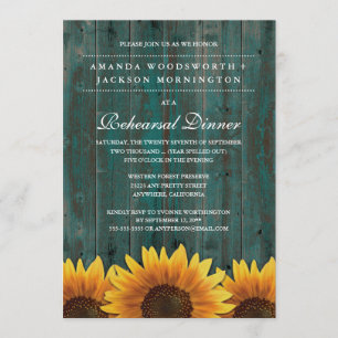 Rustic Solros Rehearsal Dinner Inbjudan