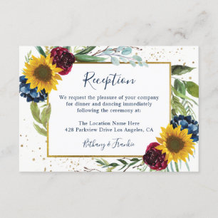 Rustic Solros Ro Blommigt bröllopsmottagning Tilläggskort