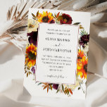 Rustic Solros Ro Burgundy Blommigt Fall Wedding Inbjudningar<br><div class="desc">Modern Rustic Solros Ro Peony Burgundy Red Lila Blommigt Watercolor Autumn Fall Landsbyggsbröllop Investigation</div>