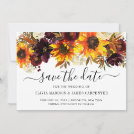 Rustic Solros Ro Burgundy Blommigt Fall Wedding Spara Datumet