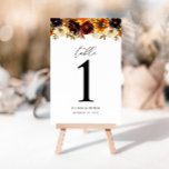Rustic Solros Ro Burgundy Fall Blommigt Bröllop Bordsnummer<br><div class="desc">Modern Rustic Solros Ro Peony Burgundy Red Lila Blommigt Watercolor Autumn Fall Landsbyggsbröllop Bordsnummer</div>