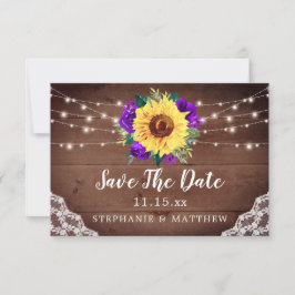 Rustic Solros Snöre Lila Ro Fall Wedding Spara Datumet