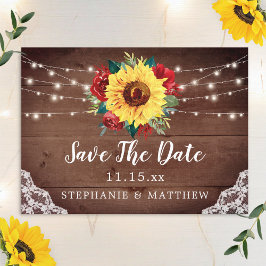 Rustic Solros Snöre Röd ros Fall Wedding Spara Datumet