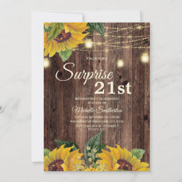 Rustic Solros String Light Surprise 21st Inbjudningar