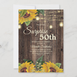 Rustic Solros String Light Surprise 50:e Inbjudningar