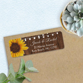 Rustic Solros String Ljus Bröllop Adress Returadress Etikett