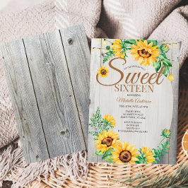 Rustic Solros Sweet sixteen Inbjudningar