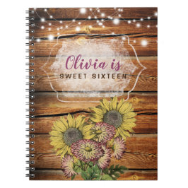 Rustic Solros Sweet sixteen Personlig Anteckningsbok