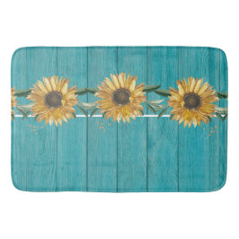 Rustic Solros Teal Blue Barn Wood land Badrumsmatta