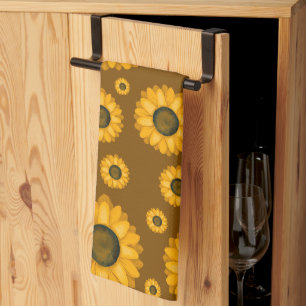 Rustic Solros Towel Mönster Kökshandduk