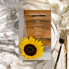 Rustic Solros Veil Land Barn Bröllop Menu